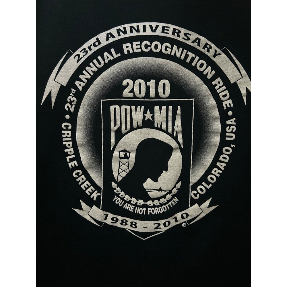 POW MIA Cripple Creek Colorado CO LS T-Shirt 2010 Salute to American Veterans - Picture 4 of 9